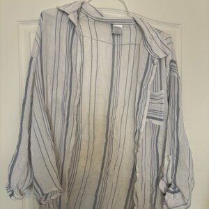 Kona Sol Oversized Long Sleeve Button-Down Shirt, S